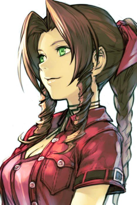 Safebooru 1girl Aerith Gainsborough Braid Breasts Brown Hair Cropped