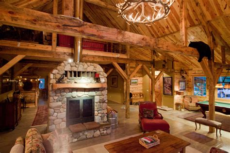 Hawaiian themed living rooms are fun and relaxing. Montana Lodge Themed Barn Home - Traditional - Living Room ...