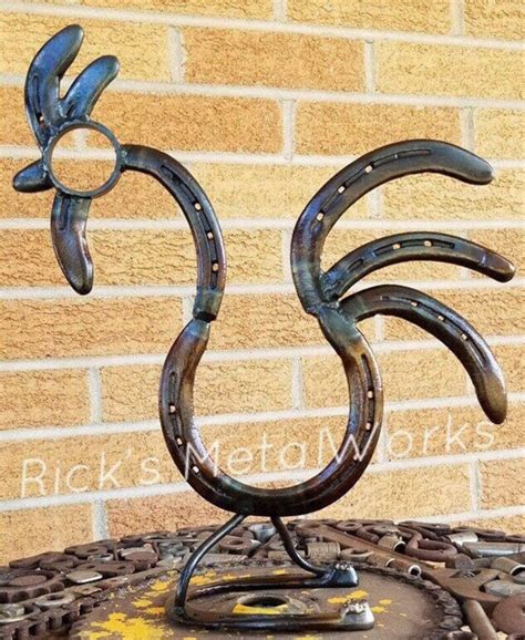 Horseshoe Funky Chicken Rockin Rooster Home Table Kitchen Etsy