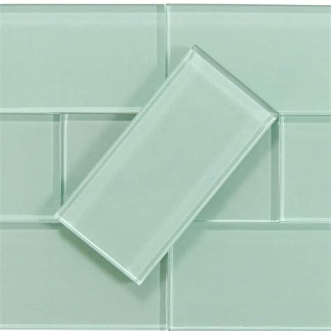 Malted Mint Green 3 X 6 Glossy Glass Subway Tile Mint Green Tile Bathroom Mint Green Kitchen