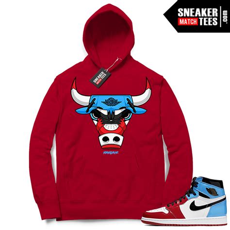 Fearless Jordan 1 Hoodie Red Rare Air Bull Sneaker Match Jordans