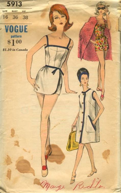 Vogue 5913 Vintage Bathing Suit Patterns Vintage Bathing Suits