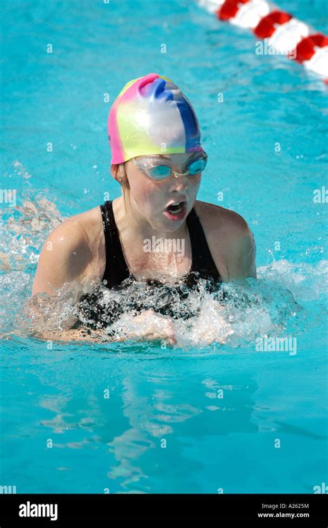 Children Participate In A Swim Race Stock Photo Alamy