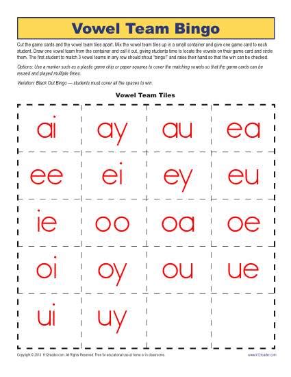 Free Printable Vowel Team Worksheets
