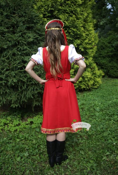 playful traditional russian dress for woman “elena” folk russian clothing store