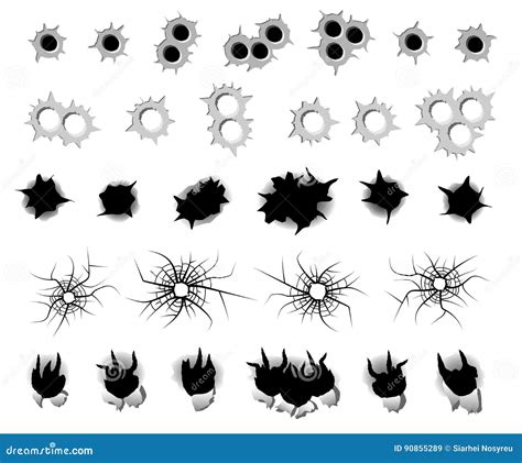 Bullet Hole Set Vector Stock Vector Illustration Of Projectile