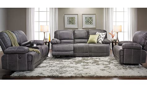 This classic material is a winner because it's hypoallergenic, easy to maintain and durable. Lawrence 3-Piece Gray Power Reclining Sofa Set | The Dump ...