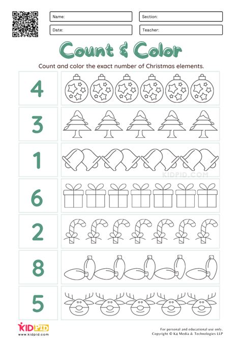 Count And Color Christmas Worksheets For Kids Kidpid