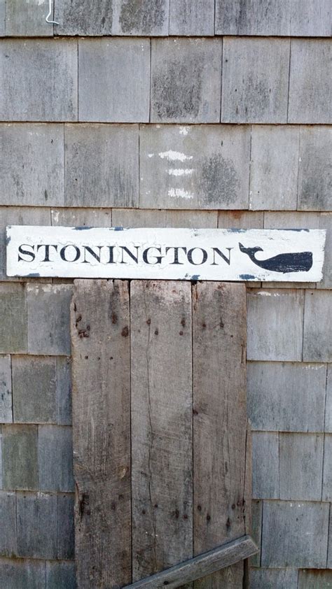 Classic Vintage Stonington Connecticut Sign With Whale On
