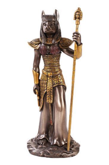 Diosa Gata Egipcia Bastet De 29cm Acabado En Bronce Figurasmx