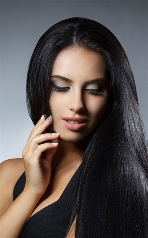 Close Eyes Woman Model Black Hair 950x1534 Wallpaper Black Female