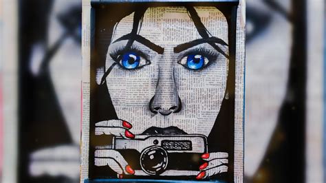 Newspaper Painting A Girl With Camera By Agnija💖💖 Diycraft