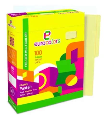 Folder Carta Eurocolors Arcoiris Surtido Pastel Caja100pzs Meses