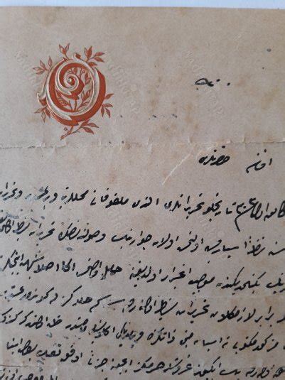 Gazi Osman bin Mehmed Nuri mühürlü mektup Nadir Kitap