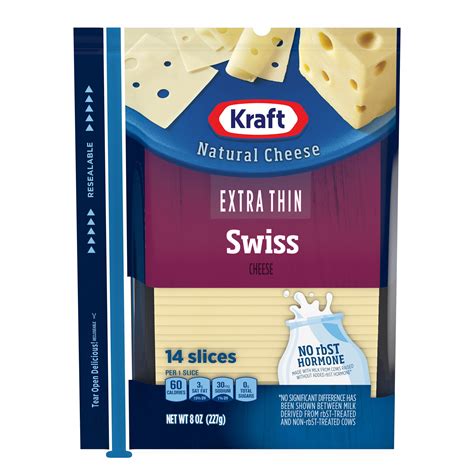 Kraft Extra Thin Swiss Cheese Slices 14 Ct Pack