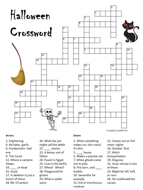 Puzzlemaker is a puzzle generation tool for teachers, students and parents. Halloween Crossword | Halloween puzzles, Halloween ...