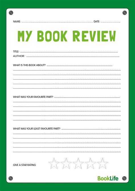 Free My Book Review Worksheet