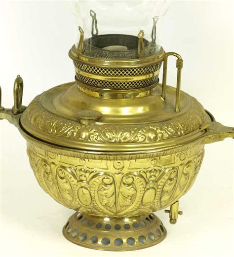 Antique Large Kerosene Brass Juno Lamp
