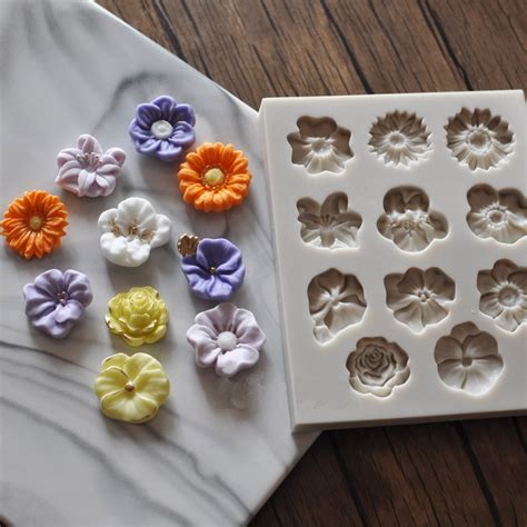 The most common flower silicone mold material is silicone. luyou DIY Pansies Flower Silicone mold fondant mold cake ...