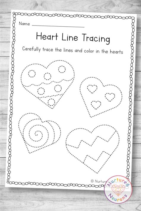 Valentines Day Heart Tracing Worksheet Preschool Printable