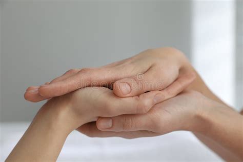 Woman Receiving Hand Massage In Wellness Center Closeup Stock Image Image Of Comfort