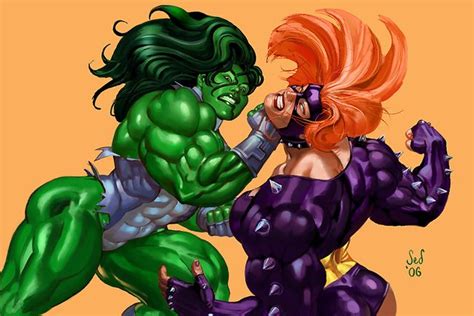 Muscular Comic Book Catfight She Hulk And Titania Fighting And Fucking Luscious Hentai