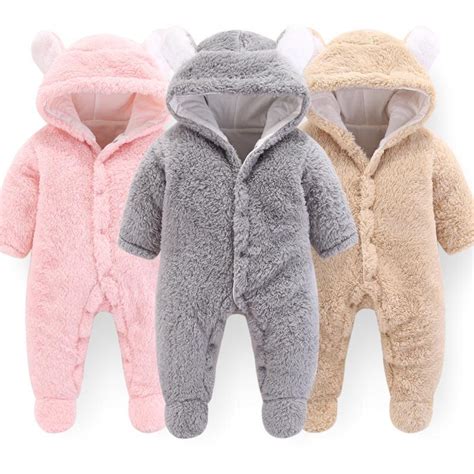 Newborn Baby Clothes Girls Boys Hooded Winter Warm Jumpsuit Thick