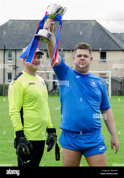 east ayrshire scotland 19th august 2018 scottish wrestler grado holding up the old firm