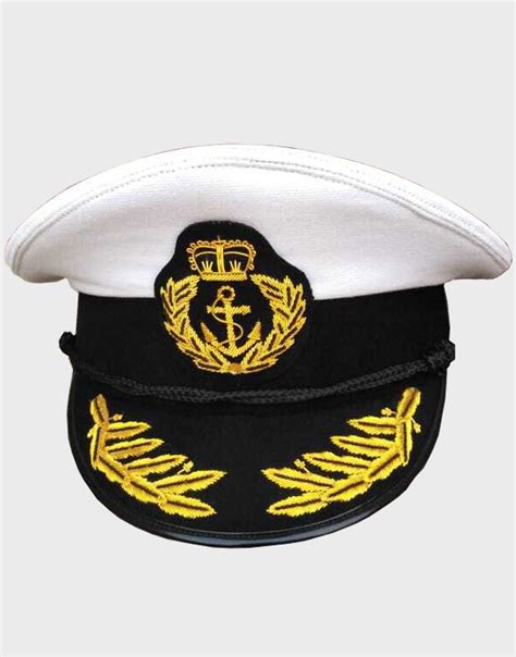 Navy Captain Yacht Hat Snap Back Gold Embroidery Anchor Skippers Cap