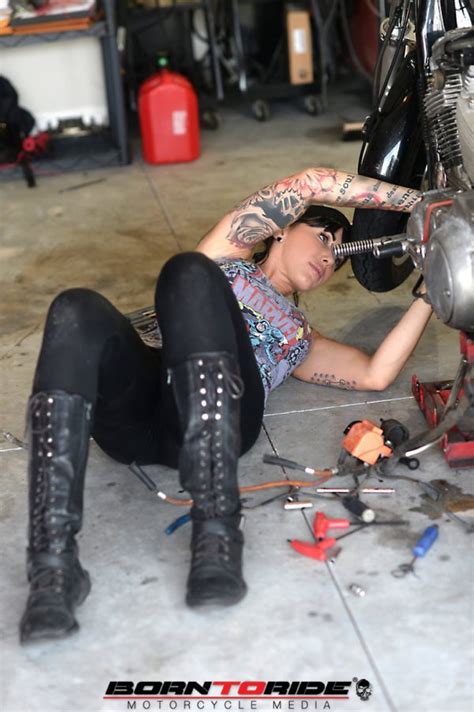 Born To Ride Motorcycle Babe Of The Week Brittany Working On Bike 42