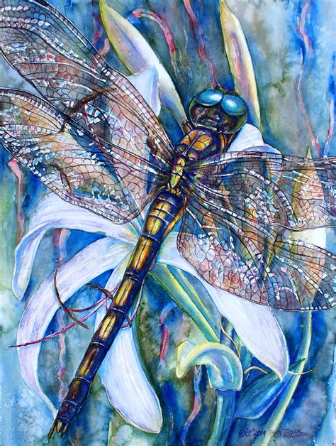 Blue Dragonfly Painting By Trish Taylor Ponappa Fine Art America