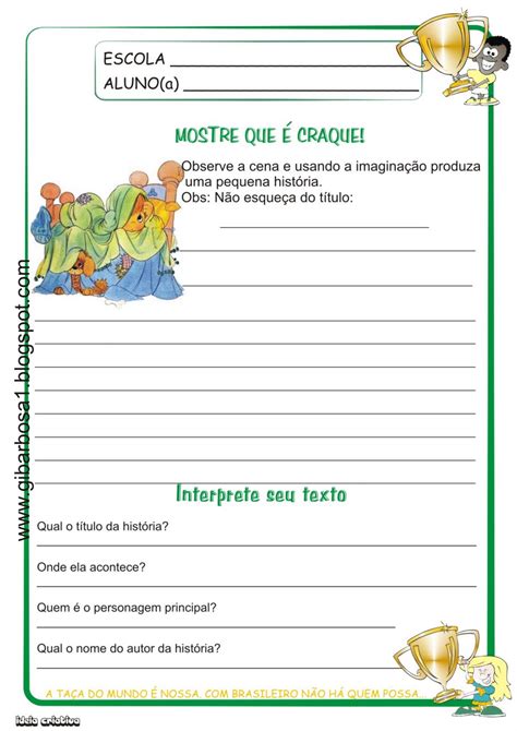 Atividade Produção de texto Ideia Criativa Gi Carvalho Educação Infantil