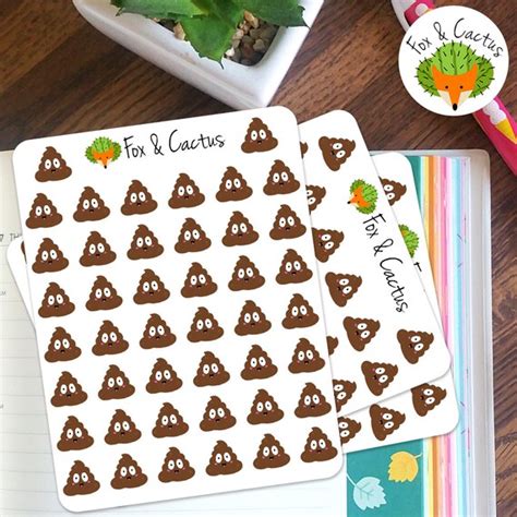 Kawaii Poo Cute Poop Emoji Sticker Set Planner By Foxandcactus