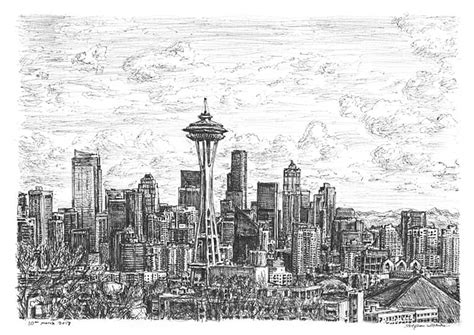 Seattle Skyline Original Drawings Prints And Limited Editions By