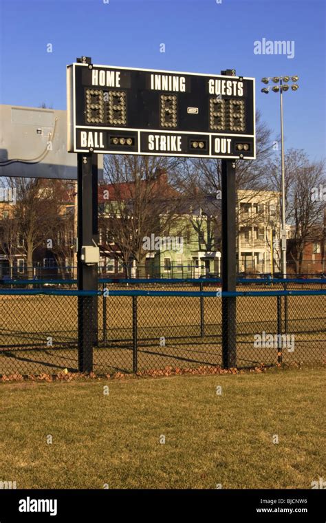 Scoreboard At Outdoor Baseball Field Stock Photo Alamy
