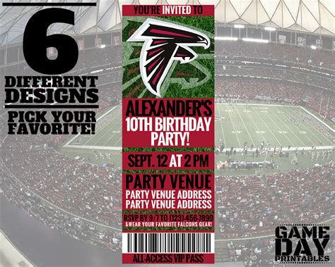 Pin By Donna Mayo On Th Bday Atlanta Falcons Birthday Printable Birthday Invitations