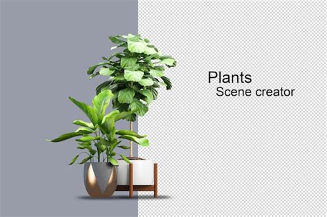 Premium Psd Render Of Isolated Plant Metal Pot Isometric Front View