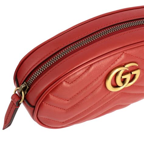 gucci gg marmont belt bag in chevron leather red belt bag gucci 476434 dsvrt giglio
