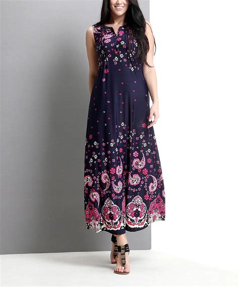 Navy Paisley Button Front Maxi Dress Zulily 3499 Halter Dress Maxi