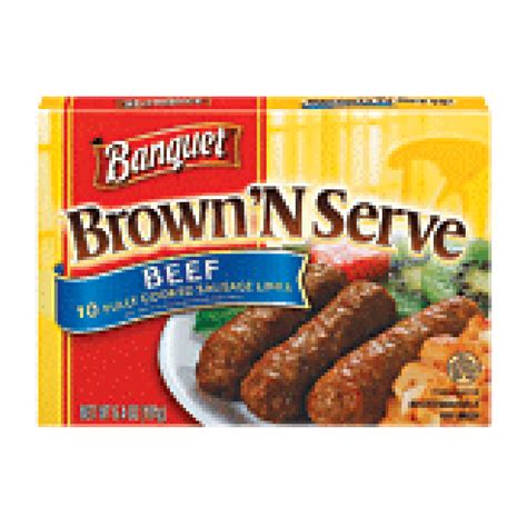 Banquet Brown N Serve Fully Cooked Beef Sausage Links 10 Count64 Oz