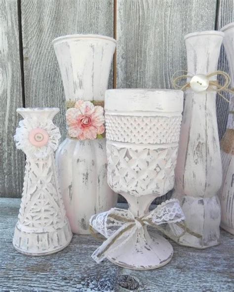 Burlap And Lace Pink Shabby Chic Vase Collection Wedding Vase Decor