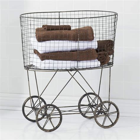 Vintage-Style Rolling Laundry Cart | Laundry cart, Vintage laundry, Laundry basket