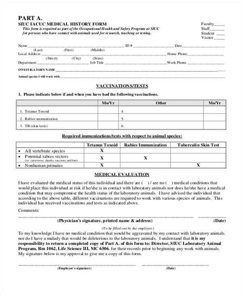 Free 7 Sample Employee Medical History Forms In Pdf Ms Word