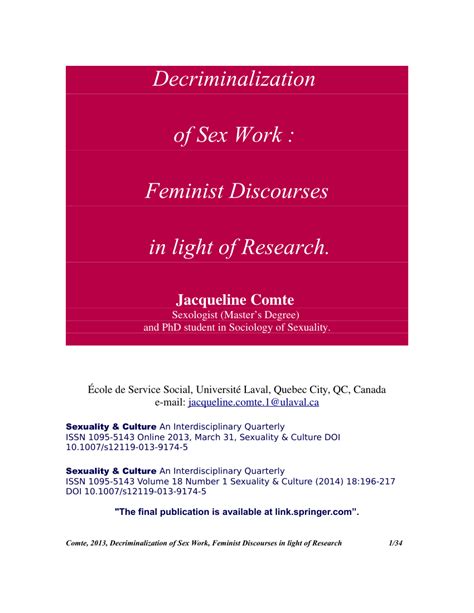 pdf decriminalization of sex work feminist discourses in light of research