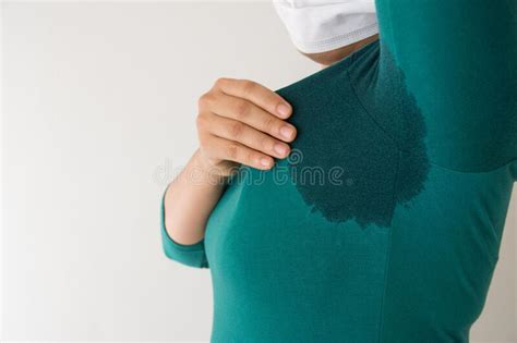 Woman With Hyperhidrosis Sweating Armpit Wet Stock Photo Image Of