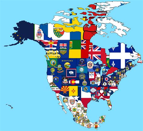 North American States And Provinces Flag Map Vexillology