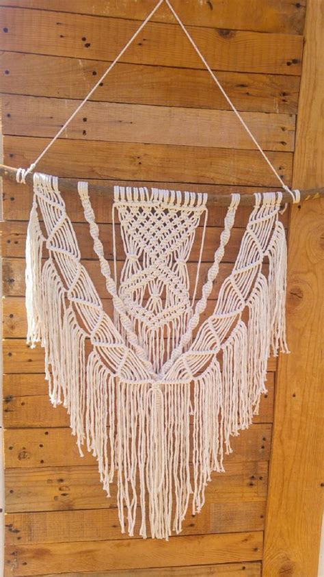 Gorgeous Bohemian Handmade Macrame Wall Hanging Is Handmade With Neutral Cotton Macrame Cord