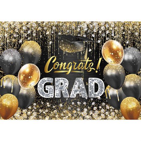 Buy Giumsi 7x5ft Polyester 2022 Graduation Backdrop Black And Gold