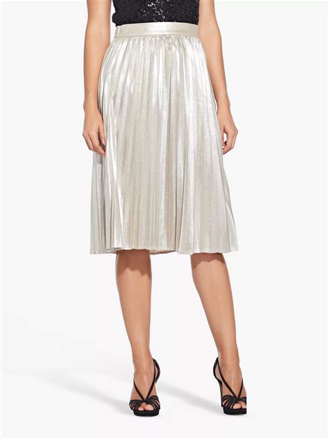 Adrianna Papell Metallic Pleat Skirt Gold