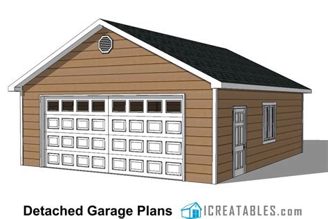 24×30 2 Car 1 Door Detached Garage Plans Design Blueprints Artofit